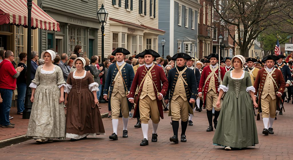 People marching in Williamsburg, Virginia.